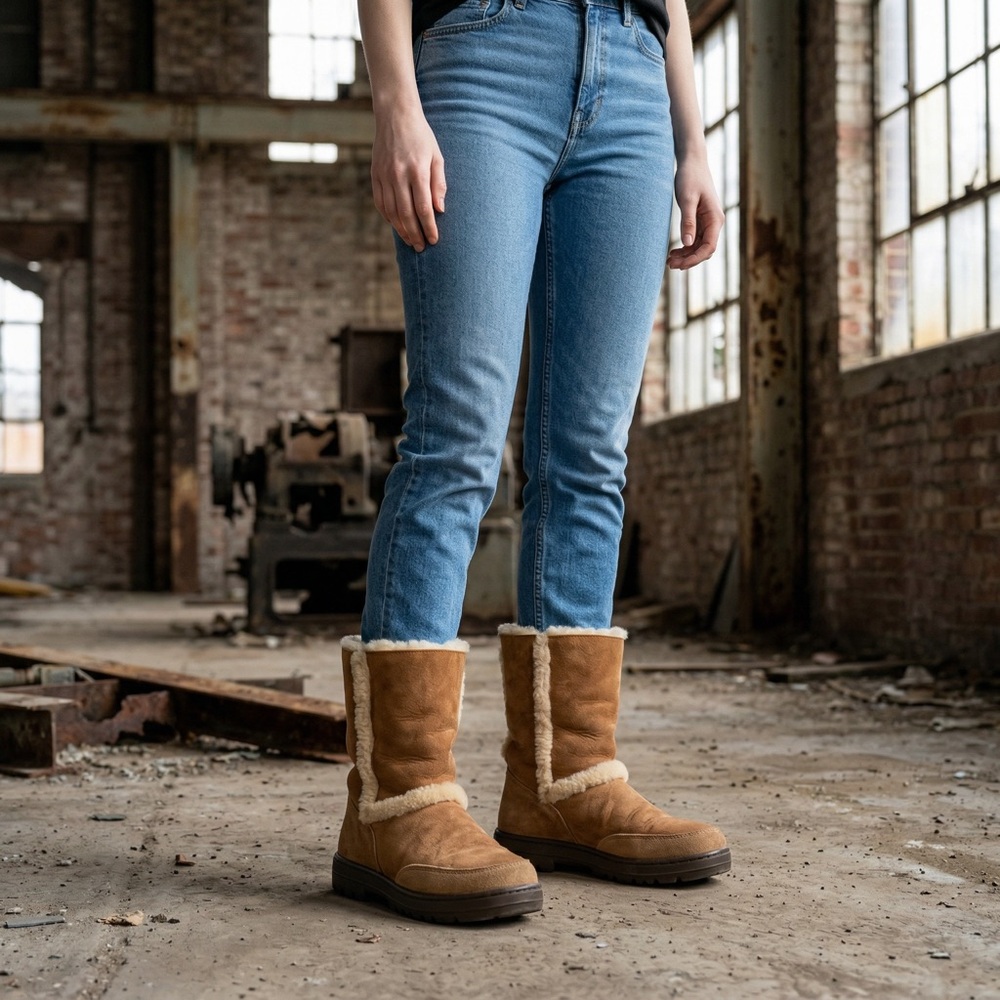 Like New Worn Once UGG Women's Mid-Calf Shearling Boots in Chestnut Brown - Picture 3 of 15
